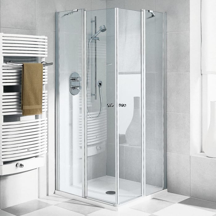 Kermi Ibiza 2000 Eckeinstieg 2-teilig Pendeltür mit Festteil, Halbteil 75 x 200 cm rechts