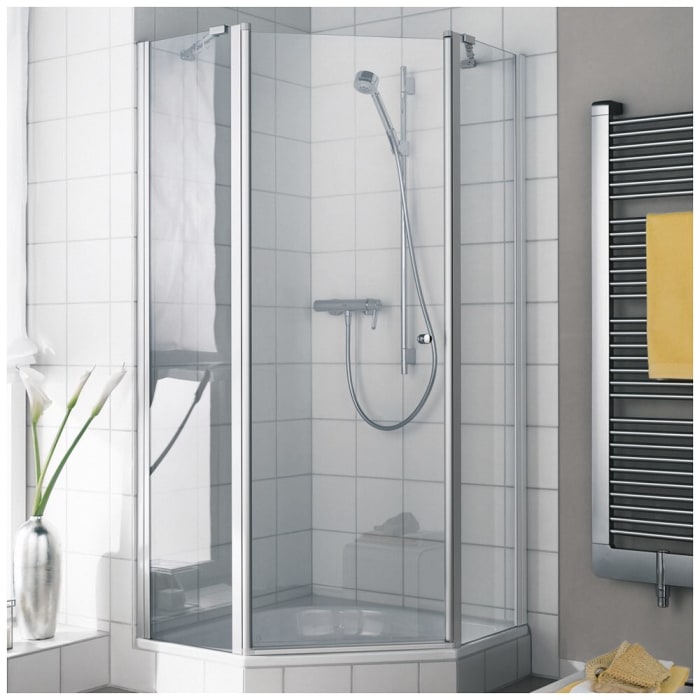 Kermi Ibiza 2000 Fünfeck-Duschkabine 90 x 90 cm mit Schwingtür, Anschlag links, SMW 46,9 cm