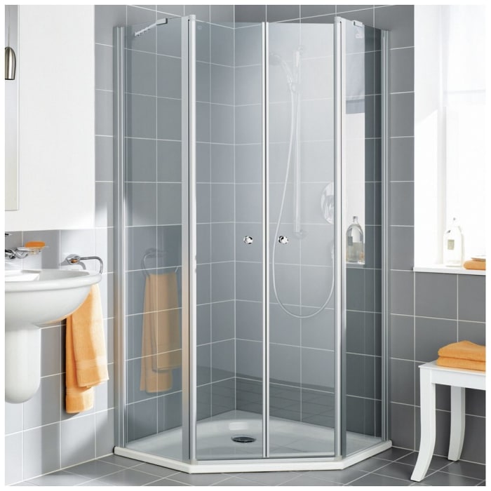 Kermi Ibiza 2000 Fünfeck-Duschkabine mit Pendeltüren 104 x 104 cm, SMW 36,1 cm