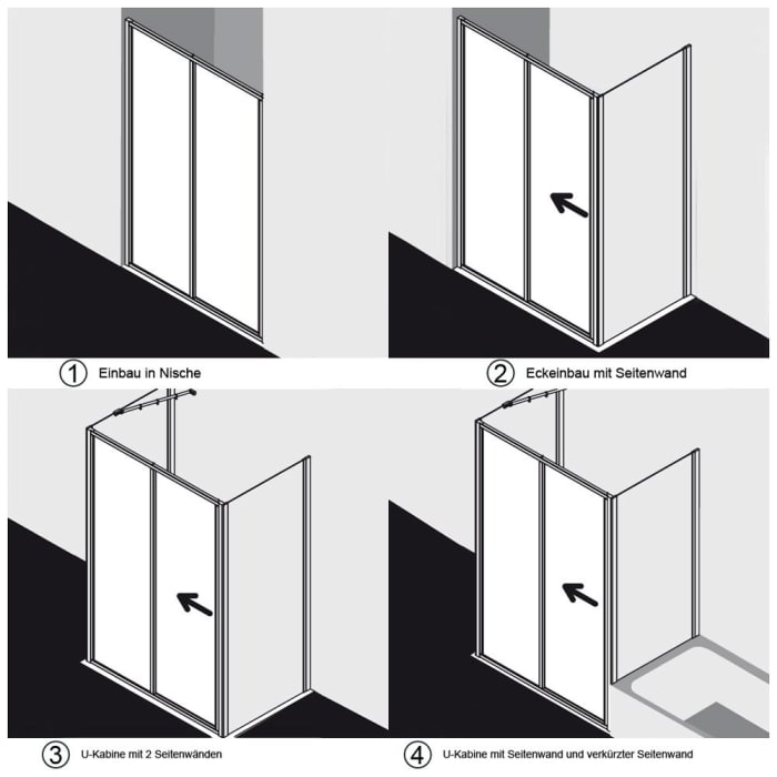Kermi Ibiza 2000 Gleittür 2-teilig mit Festfeld 160 cm