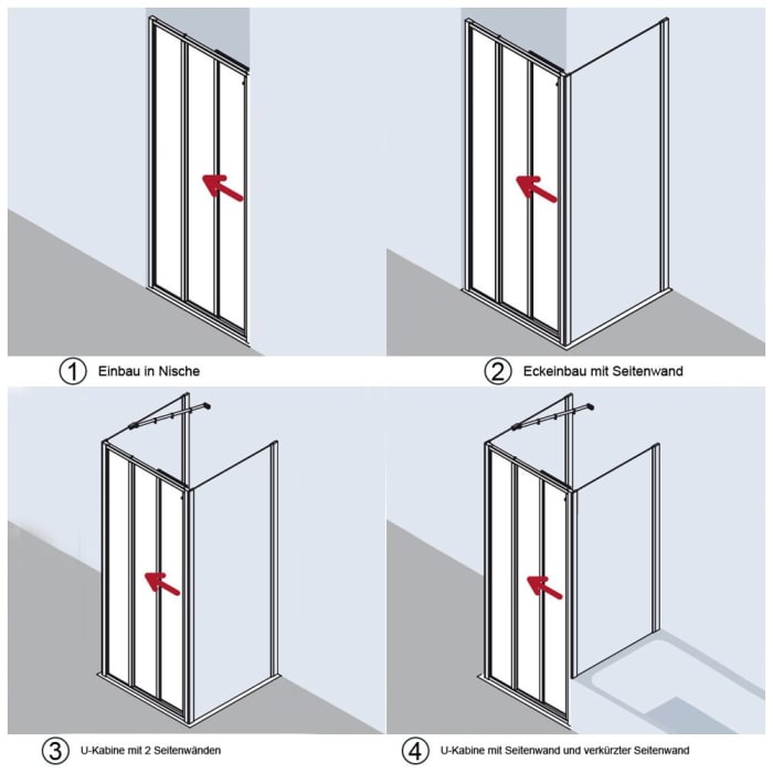 Kermi Ibiza 2000 Gleittür 3-teilig mit Festfeld 100 cm