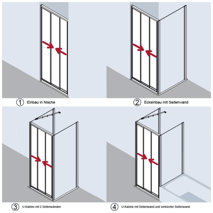 Kermi Ibiza 2000 Gleittür 3-teilig 80 x 200 cm