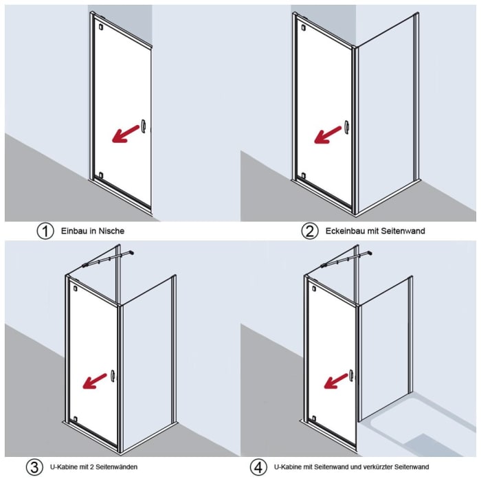 Kermi Ibiza 2000 Schwingtür mit versetztem Drehpunkt 90 cm