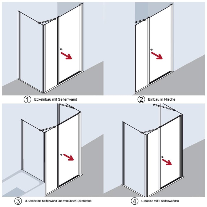 Kermi Ibiza 2000 Schwingtür mit Festfeld links verschlussseitig 130 cm