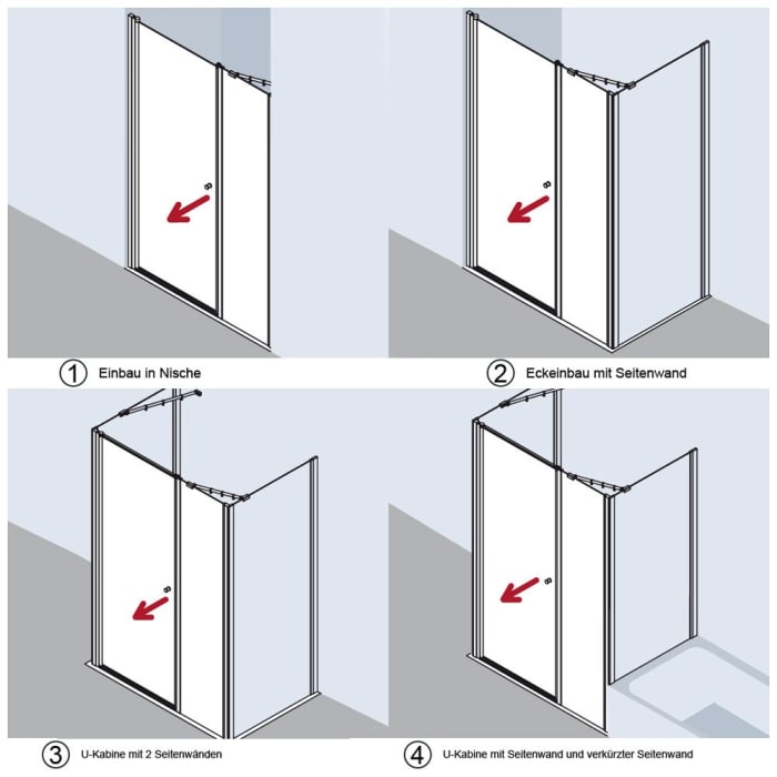 Kermi Ibiza 2000 Schwingtür mit Festfeld rechts verschlussseitig 140 cm