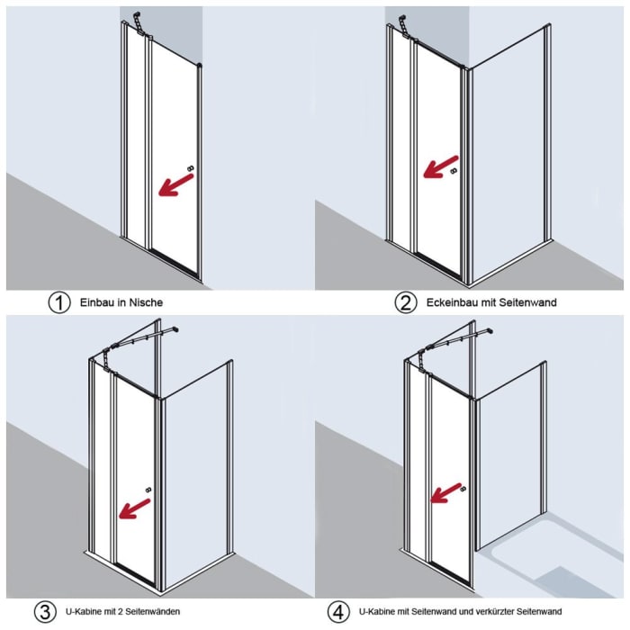 Kermi Ibiza 2000 Schwingtür mit Festfeld scharnierseitig 90 cm, Anschlag links