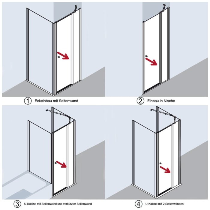 Kermi Ibiza 2000 Schwingtür mit Festfeld scharnierseitig 90 cm, Anschlag rechts