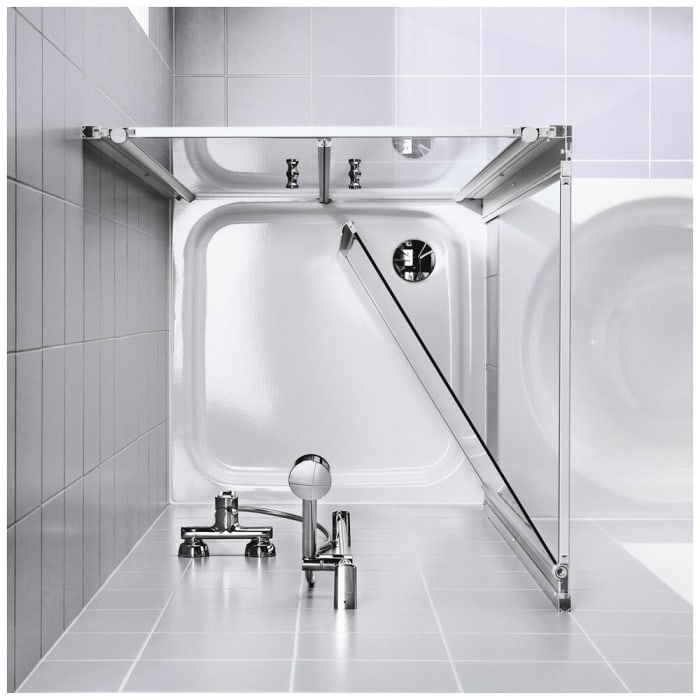 Kermi Ibiza 2000 Seitenwand verkürzt beweglich neben Badewanne 70 x 175 cm, Anschlag links