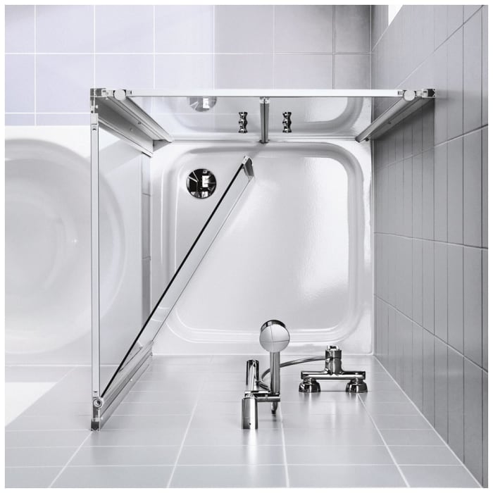 Kermi Ibiza 2000 Seitenwand verkürzt beweglich neben Badewanne 75 x 175 cm, Anschlag rechts