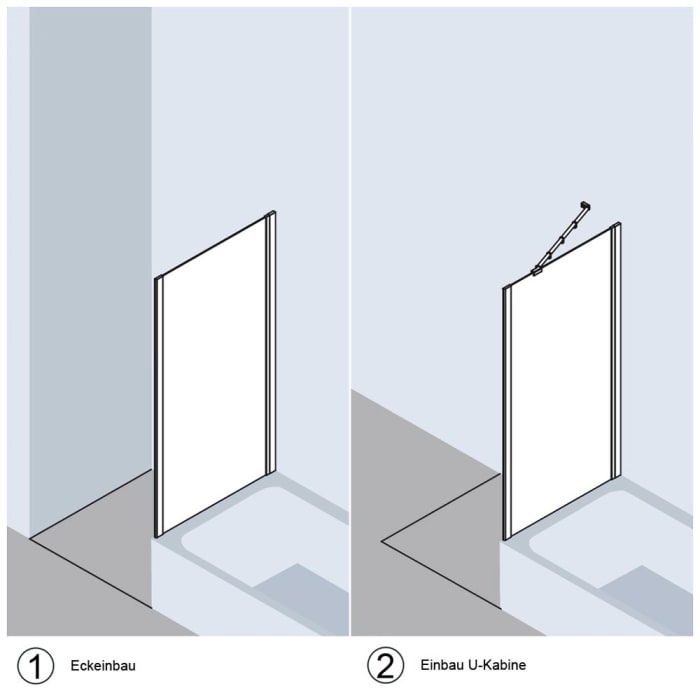 Kermi Ibiza 2000 Seitenwand verkürzt auf Badewanne 80 x 175 cm