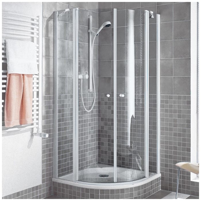 Kermi Ibiza 2000 Viertelkreis-Duschkabine mit Pendeltüren 90 x 120 cm, Radius 55 cm