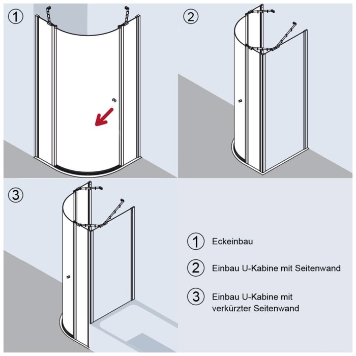 Kermi Ibiza 2000 Viertelkreis-Duschkabine mit Schwingtür 80 x 100 cm, Radius 55 cm