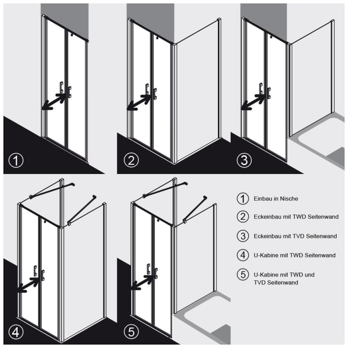 Kermi Liga Doppel-Pendeltür 90 cm für Duschwanne