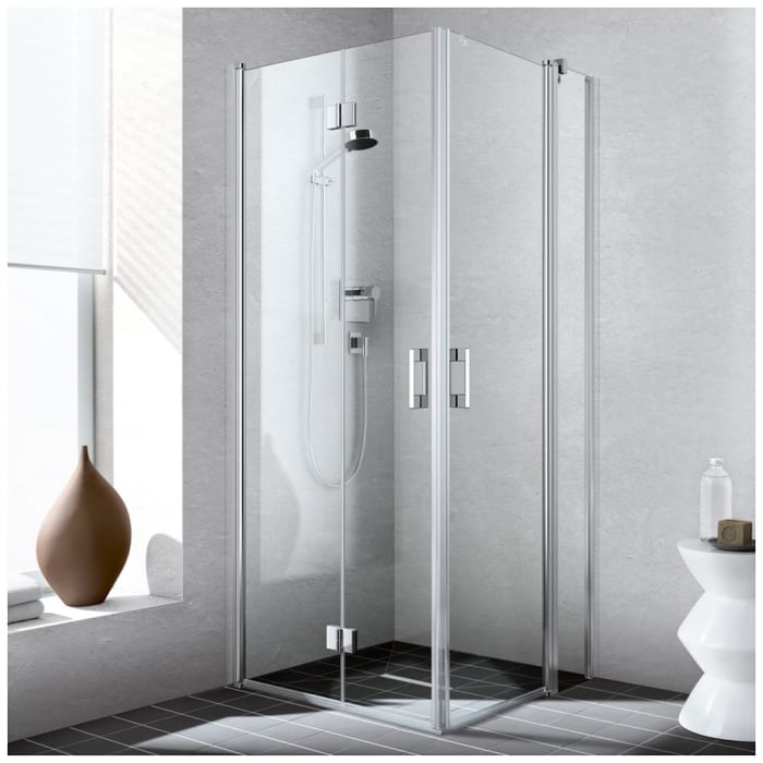 Kermi Liga Eckeinstieg Pendel-Falttüre 2-teilig 100 cm, Halbteil links für Duschplatz