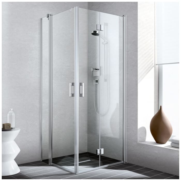 Kermi Liga Eckeinstieg Pendel-Falttüre 2-teilig 80 cm, Halbteil rechts für Duschplatz