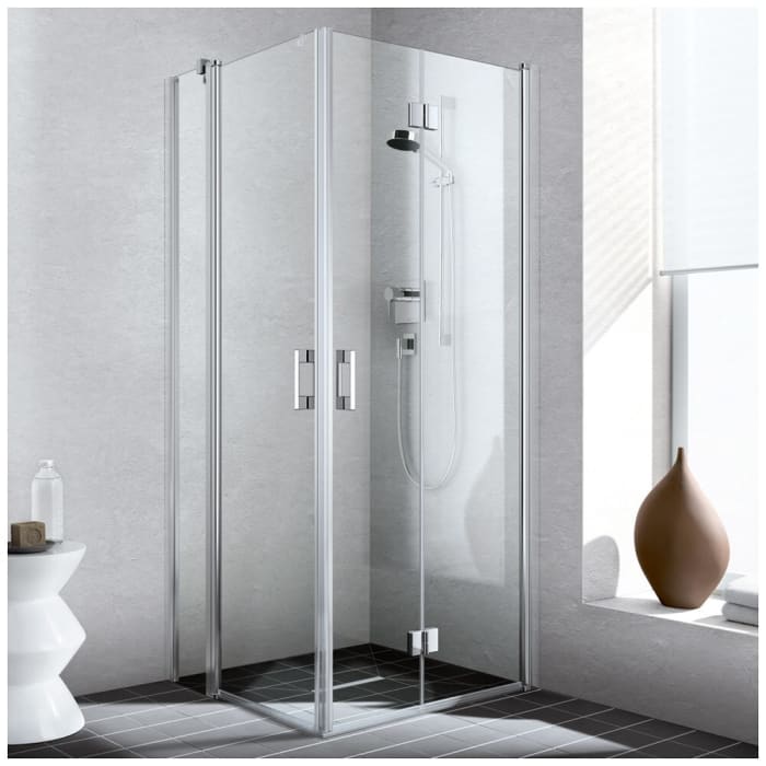 Kermi Liga Eckeinstieg Pendel-Falttüre 2-teilig 90 cm, Halbteil rechts für Duschplatz