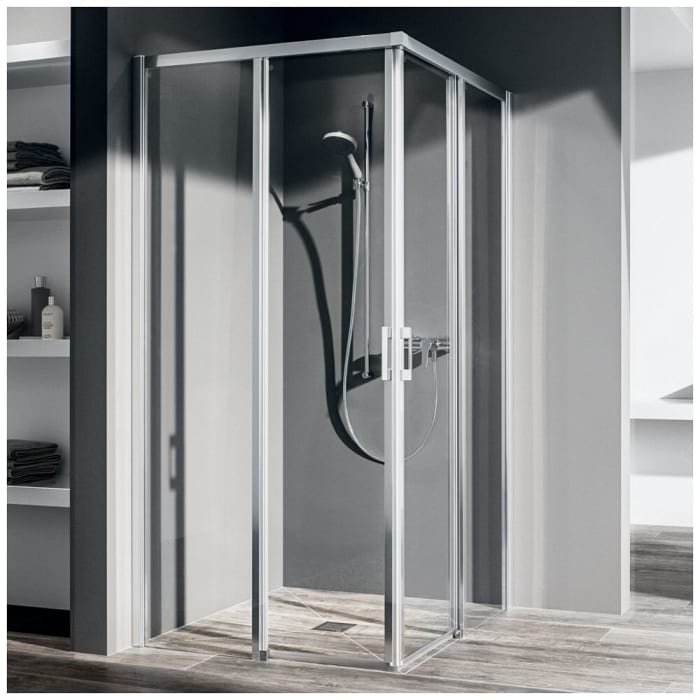 Kermi Liga Eckeinstieg 2-teilig bodenfreie Gleittür 75 cm, Halbteil links