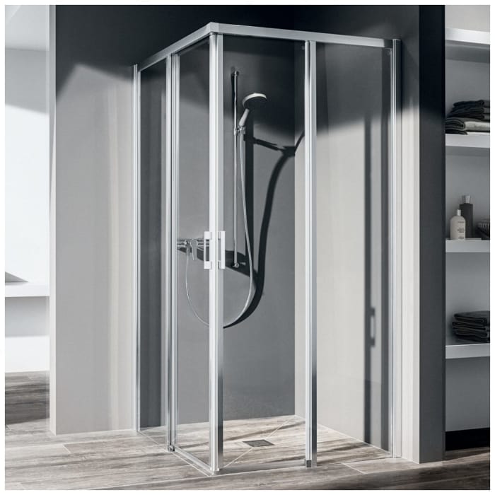 Kermi Liga Eckeinstieg 2-teilig bodenfreie Gleittür 90 cm, Halbteil rechts