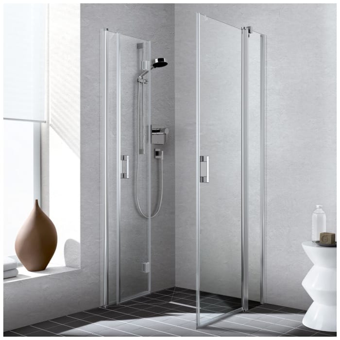 Kermi Liga Eckeinstieg Pendel-Falttüre 2-teilig 80 cm, Halbteil links für Duschplatz