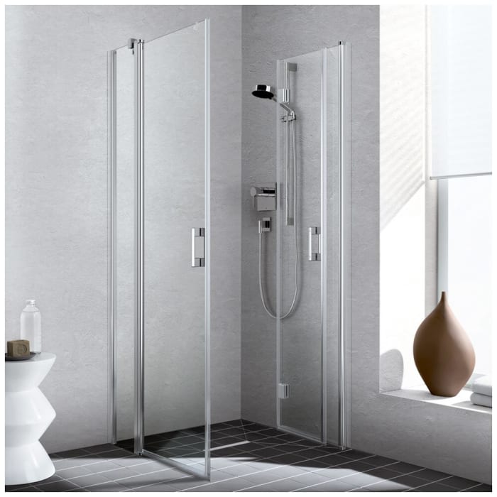 Kermi Liga Eckeinstieg Pendel-Falttüre 2-teilig 100 cm, Halbteil rechts für Duschplatz