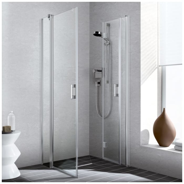 Kermi Liga Eckeinstieg Pendel-Falttüre 2-teilig 120 cm, Halbteil rechts für Duschplatz