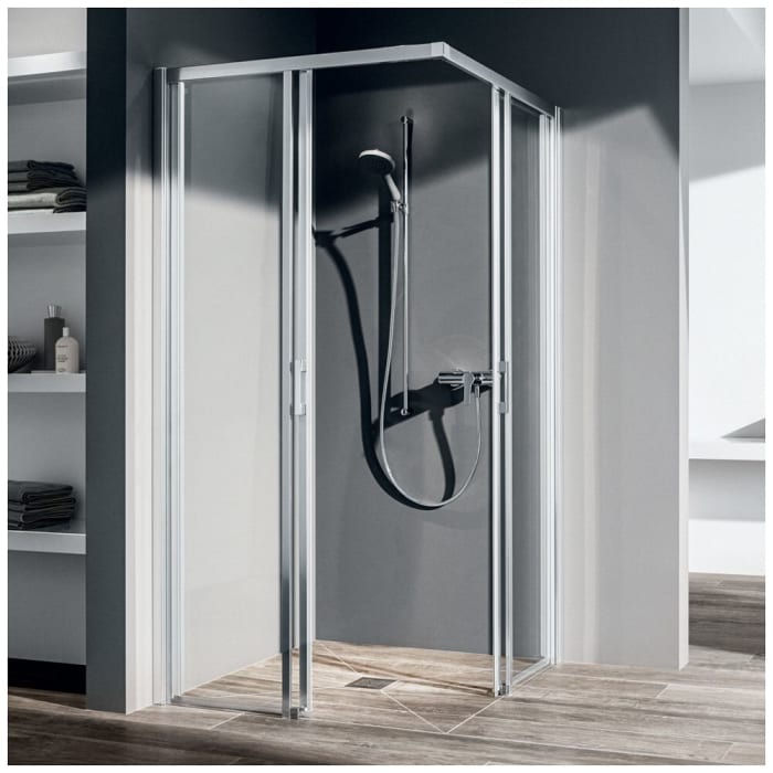 Kermi Liga Eckeinstieg 2-teilig bodenfreie Gleittür 75 cm, Halbteil links