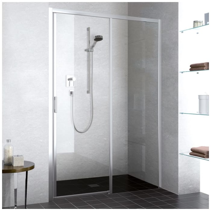 Kermi Liga Gleittür 2-teilig bodenfrei 120 cm für Duschwanne mit Festfeld rechts