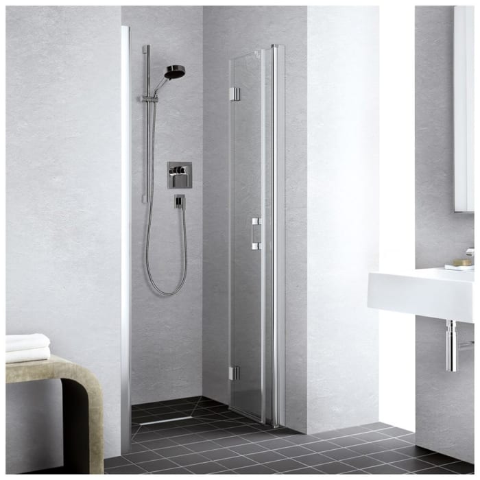 Kermi Liga Pendel-Falttür für Duschwanne 70 cm mit 2 Glasflügeln, Anschlag rechts