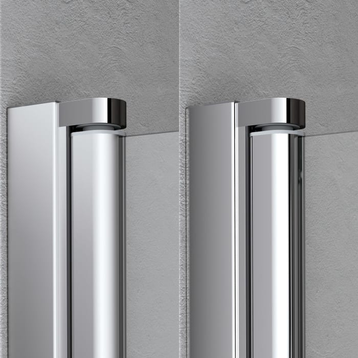 Kermi Liga Pendel-Falttür für Duschwanne 80 cm mit 2 Glasflügeln, Anschlag rechts