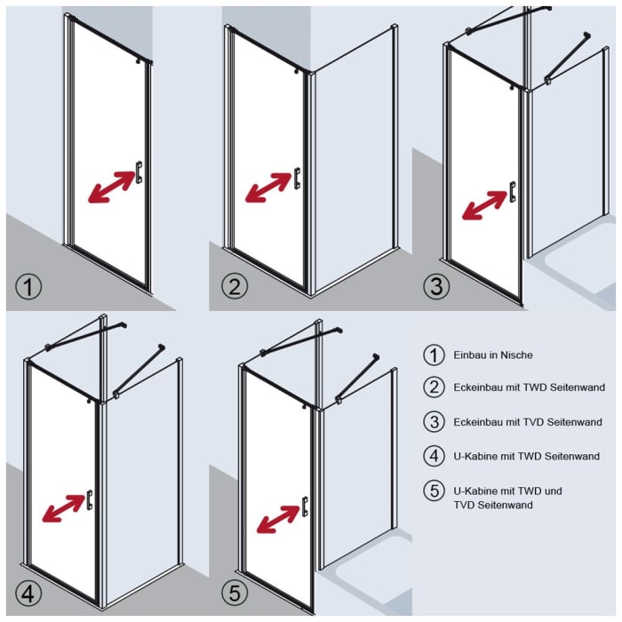 Kermi Liga Pendeltür für Duschwanne 1-flügelig 70 cm, Anschlag links