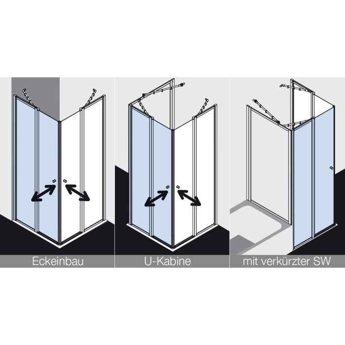 Kermi Nova 2000 Eckeinstieg 2-teilig 90 x 200 cm, Pendeltüren mit Festfeldern, Halbteil links