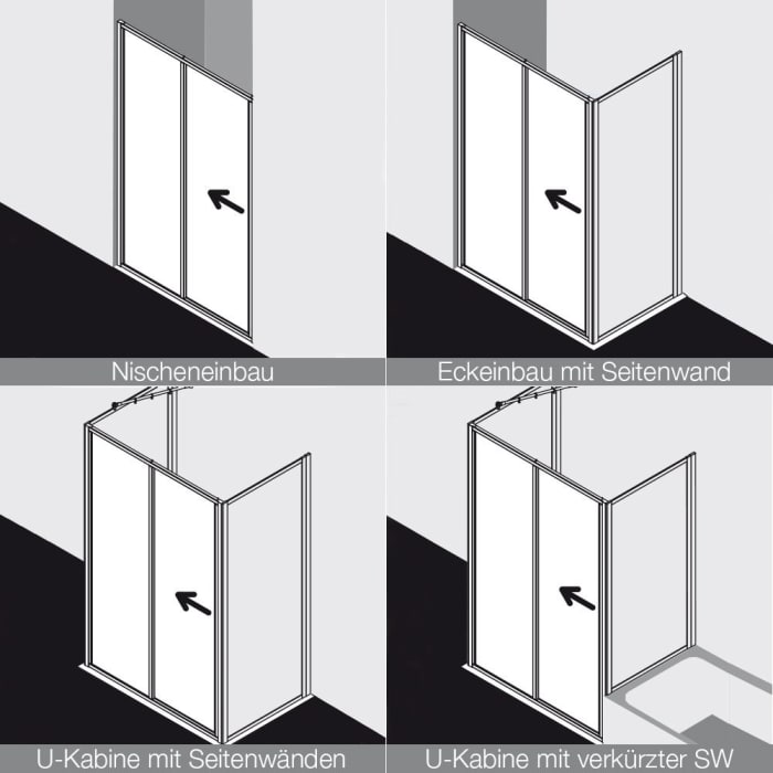 Kermi Nova 2000 Gleittür 2-teilig mit Festfeld 120 x 185 cm