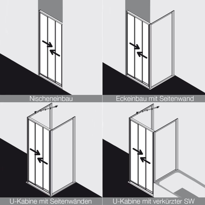 Kermi Nova 2000 Gleittür 3-teilig 90 x 200 cm