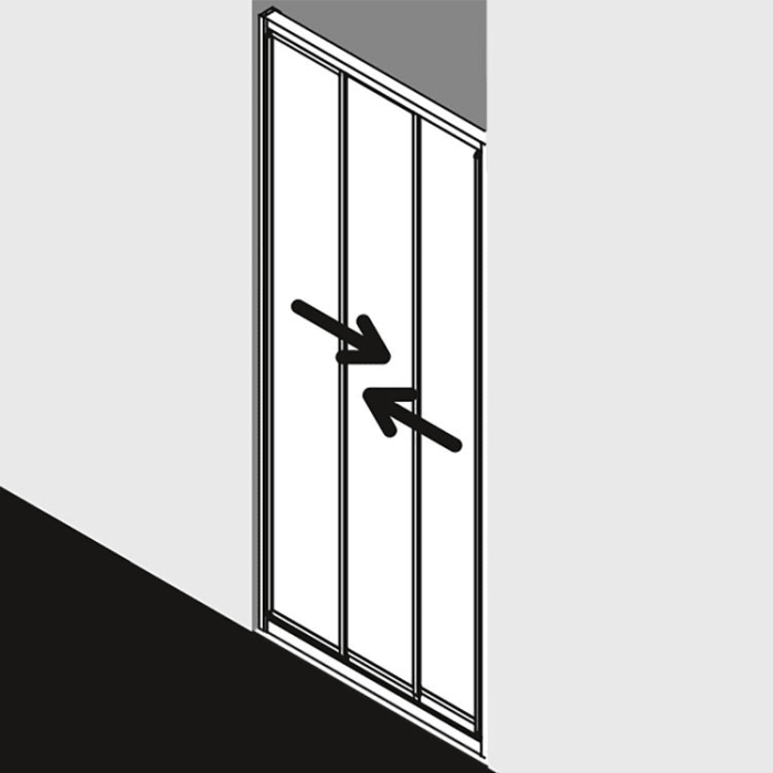 Kermi Nova 2000 Gleittür 3-teilig mit Festfeld 100 x 185 cm