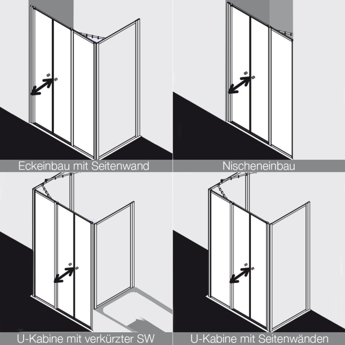 Kermi Nova 2000 Pendeltür 110 x 185 cm mit Festfeld rechts