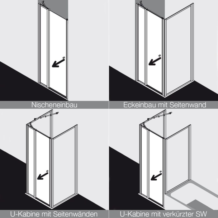 Kermi Nova 2000 Schwingtür 100 x 200 cm mit einem Festfeld