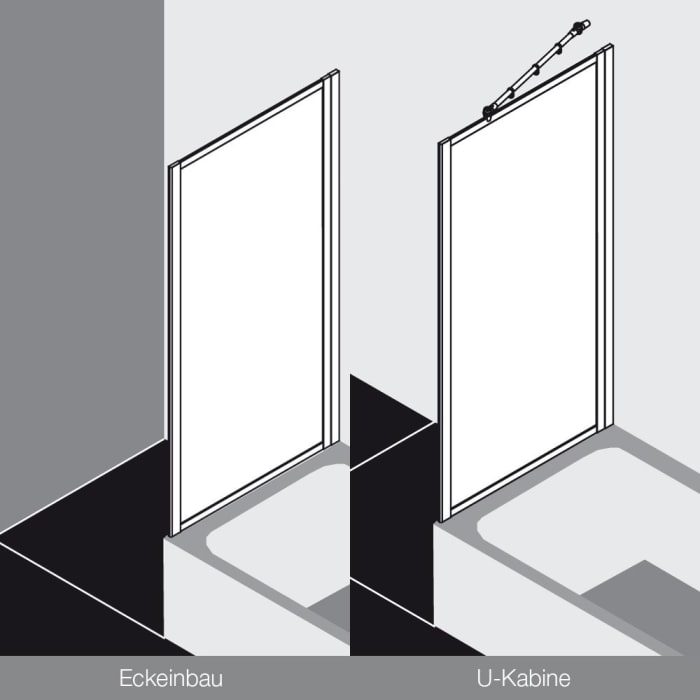 Kermi Nova 2000 Seitenwand verkürzt auf Badewanne 75 x 175 cm