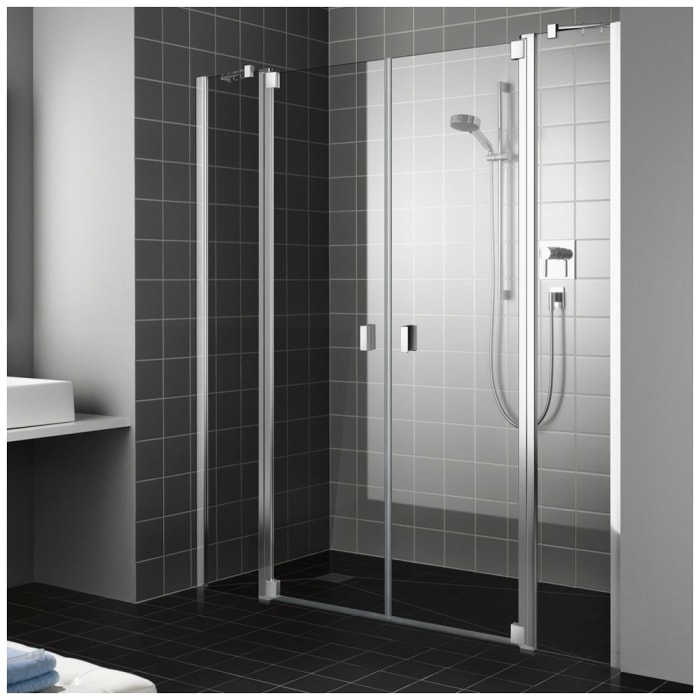 Kermi Raya Pendeltür 2-flügelig 170 cm mit 2 Festteilen für Nische und Kombination mit Seitenwand