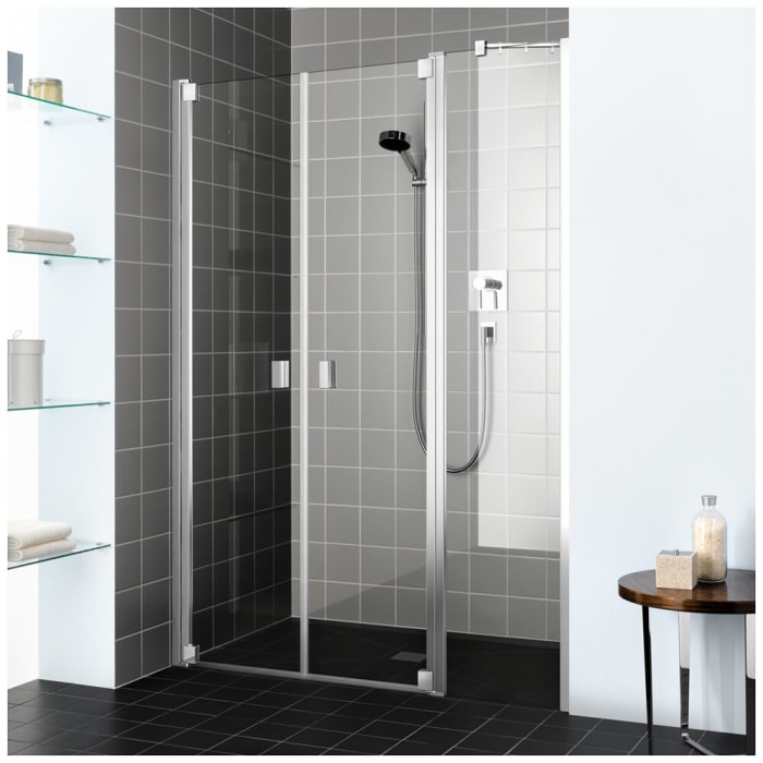 Kermi Raya Pendeltür 2-flügelig 150 cm mit 1 Festteil rechts für Nische und Kombination mit Seitenwand