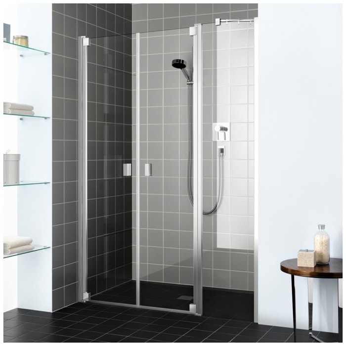 Kermi Raya Pendeltür 2-flügelig 160 cm mit 1 Festteil rechts für Nische und Kombination mit Seitenwand