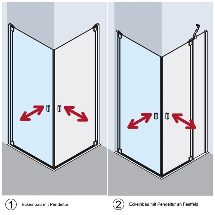 Kermi Raya Eckeinstieg Pendeltür 75 cm Halbteil links