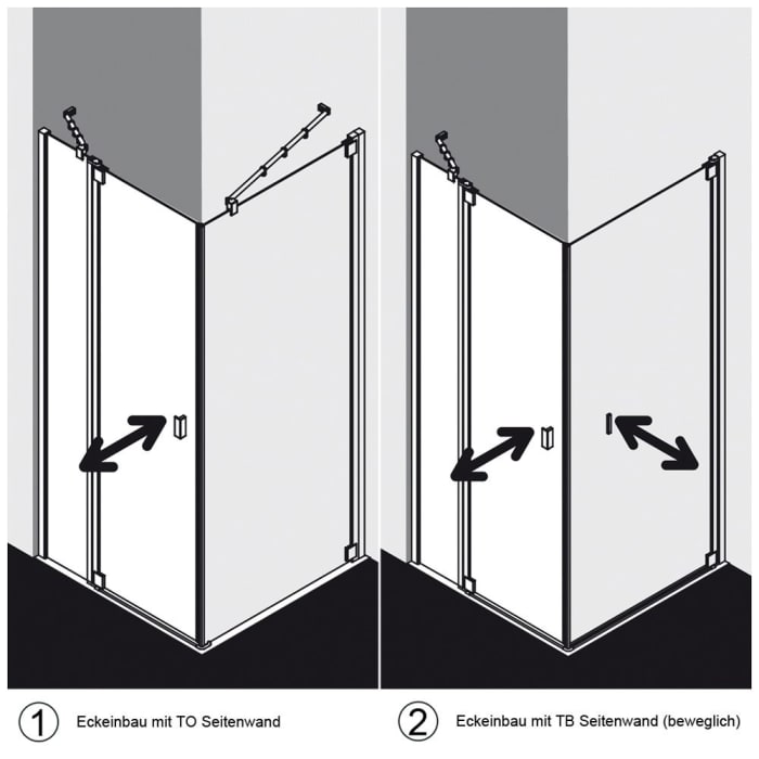 Kermi Raya Pendeltür 1-flügelig 100 cm mit 1 Festteil und Anschlag links