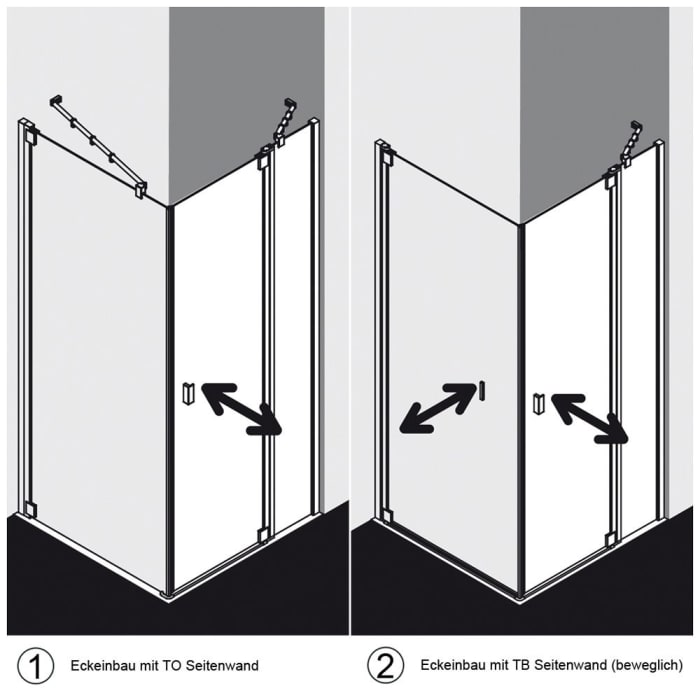 Kermi Raya Pendeltür 1-flügelig 80 cm mit 1 Festteil und Anschlag rechts