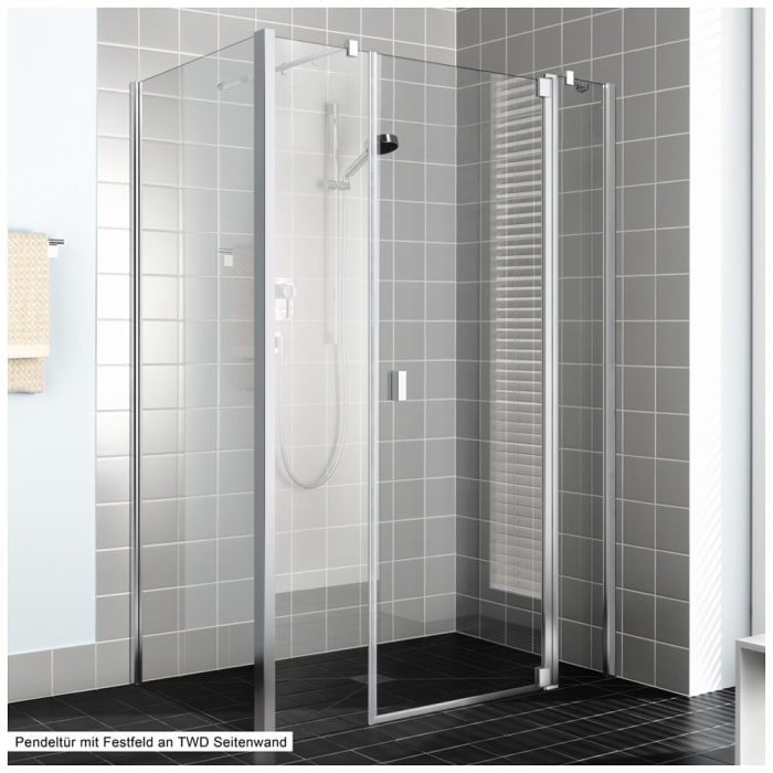 Kermi Raya Pendeltür 1-flügelig mit 2 Festfeldern 100 cm, Anschlag rechts für Nische und Kombination