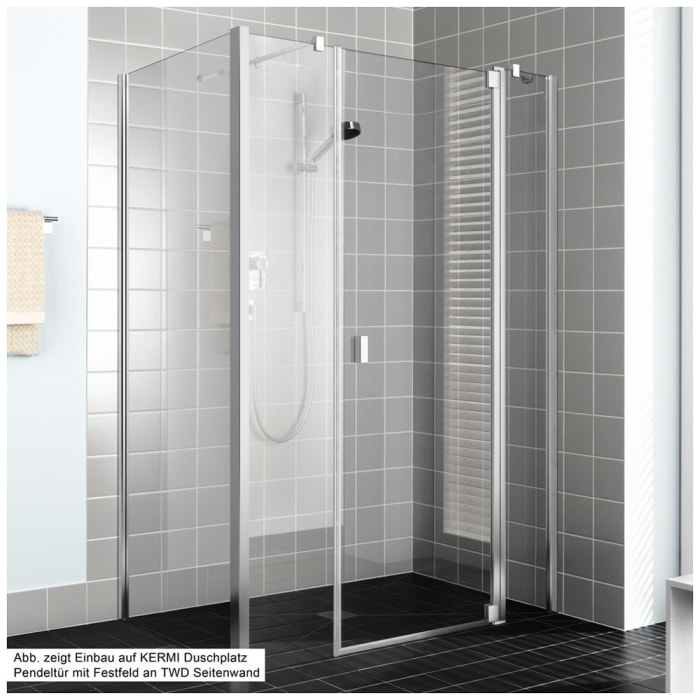 Kermi Raya Pendeltür 1-flügelig mit 2 Festfeldern 110 cm, Anschlag rechts für Nische und Kombination