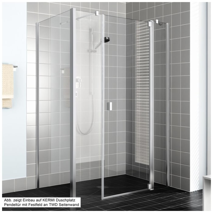 Kermi Raya Pendeltür 1-flügelig mit 2 Festfeldern 130 cm, Anschlag rechts für Nische und Kombination