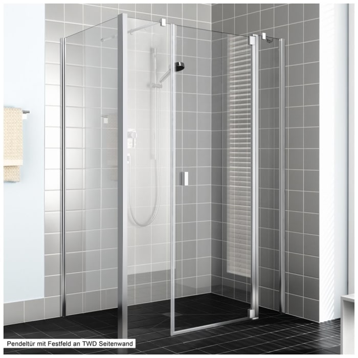 Kermi Raya Pendeltür 1-flügelig mit 2 Festfeldern 140 cm, Anschlag rechts für Nische und Kombination