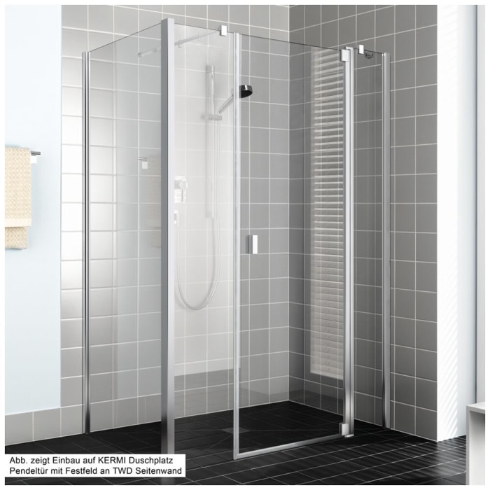 Kermi Raya Pendeltür 1-flügelig mit 2 Festfeldern 150 cm, Anschlag rechts für Nische und Kombination