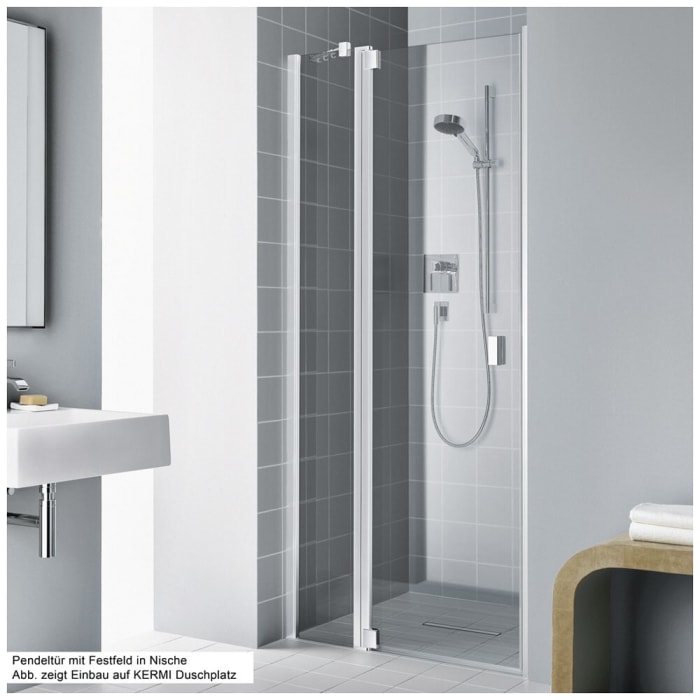 Kermi Raya Pendeltür 1-flügelig mit Festfeld 75 cm, Anschlag links für Nische und Kombination