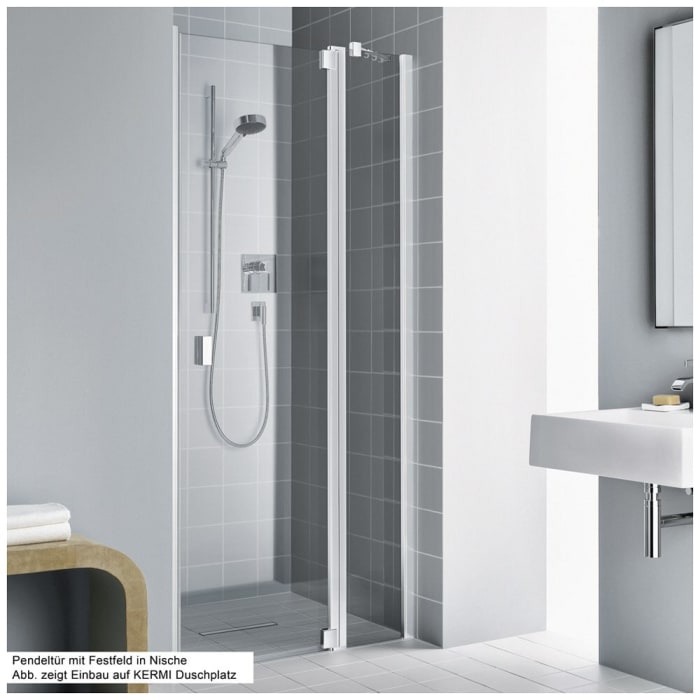 Kermi Raya Pendeltür 1-flügelig mit Festfeld 118 cm, Anschlag rechts für Nische und Kombination